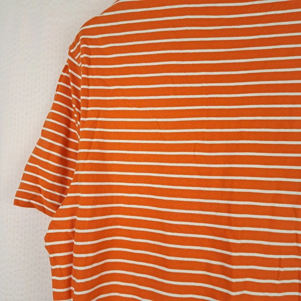 Polo Ralph Lauren Shirt Men's M Orange Striped Featherweight Mesh Short Sleeve